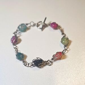 Elegant Vintage Multigemstone Beaded Bracelet.